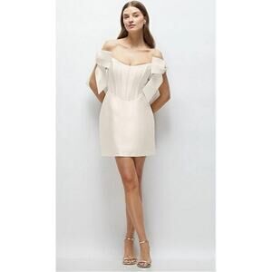 Alfred Sung Off the Shoulder Corset Minidress Ivory Sz 6 Bridal Bride $248 NEW
